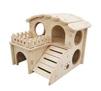TIANQUXNGI Casa escondite de madera para hámster, ratas para mascotas, escalar para jugar, cabaña, villa, escondite para ratones enanos, ratas, jerbos, animales pequeños