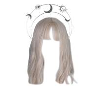 TIANQUXNGI Diadema de coronas de luna para fiesta, elegante disfraz de Dios, diadema para despedida de soltera, diadema femenina