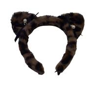 TIANQUXNGI Diadema de felpa con patrón de animales para mujeres adultas con orejas de gato, fiesta de cumpleaños, accesorios de juego de rol, diadema para lavar la cara