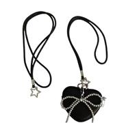 TIANQUXNGI Elegante colgante de corazón portátil, llavero de algodón resistente para decoración de bolsos, para uso diario, Negro -