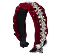TIANQUXNGI Elegante diadema ancha para mujer, diadema trenzada antideslizante con cuentas de cristal, para fiesta de noche, para fiesta