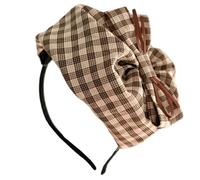 TIANQUXNGI Elegante diadema de media gorra, diadema de calavera alta, diseño a cuadros franceses, para fiesta de té, adornos para moldear el cabello