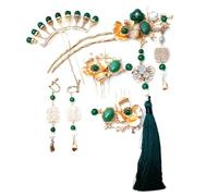 TIANQUXNGI Elegante juego de palillos para el pelo con patrón de flores y borlas, accesorios chinos para el cabello con borlas para mujeres y niñas