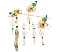 TIANQUXNGI Elegante juego de palillos para el pelo con patrón de flores y borlas, accesorios chinos para el cabello con borlas para mujeres y niñas