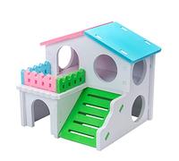TIANQUXNGI Hámster de madera para jugar animales pequeños, villa de varios pisos, decoración de hábitat con escalera fácil de montar