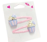 TIANQUXNGI Juego de 2 pinzas para el pelo con diseño de mariposa brillante y magdalena para niñas
