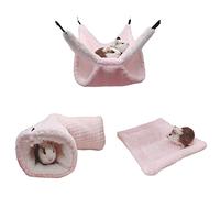 TIANQUXNGI Juego de 3 cojines suaves para nido de animales pequeños, cabaña cálida, hamaca, túnel, cama de invierno para mascotas pequeñas