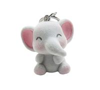TIANQUXNGI Llavero flocado 3D para mujeres y niñas, diseño de animales de caricatura, llavero para colgar en la bolsa, adorno de joyería, Elefante flocado