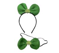 TIANQUXNGI StPatricks - Juego de corbatín y diadema para fiestas, reuniones de vacaciones, festivales, diadema de trébol para el Día Nacional Irlandés