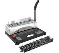 TIANSE Encuadernadoras, 21 orificios, 450 hojas, Encuadernadoras en espiral con kit de inicio 100 PCS 3/8 '' Espinas de encuadernación en peine, Máquina de encuadernación con peine negro