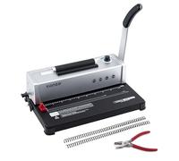TIANSE Máquina de encuadernación, máquina de encuadernación de bobinas en espiral, perforadora manual con inserto de bobina eléctrica, apto para tamaño carta/A4/A5 con 100 lomos de encuadernación de
