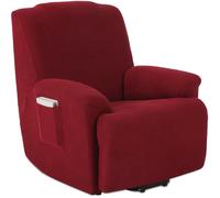 TIANSHU Funda Reclinable de 1 Plaza, Fundas Reclinables Elásticas, Protector Funda Sillón Relax, Funda Cubre Sofá, Fundas de Sofá Lavables y Elásticas para Muebles (Vino Rojo)