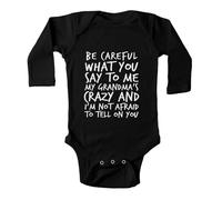 tiansiaben Be Careful What You Say To Me My Grandma Crazy Baby Creeper Enterizo de una pieza de manga larga, C-negro, 6-9 Months