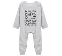tiansiaben Be Careful What You Say To Me My Grandma Crazy Baby Creeper Enterizo de una pieza de manga larga, K-Gris, 12-18 Months
