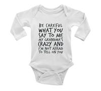 tiansiaben Be Careful What You Say To Me My Grandma Crazy Baby Creeper Enterizo de una pieza de manga larga, C-blanco, 0-3 Months
