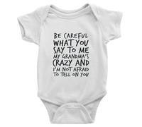 tiansiaben Be Careful What You Say To Me My Grandma Crazy Baby Creeper Enterizo de una pieza de manga larga, D-blanco, 3-6 Months