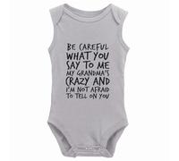 tiansiaben Be Careful What You Say To Me My Grandma Crazy Baby Creeper Enterizo de una pieza de manga larga, W-Gris, 9-12 Months