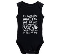 tiansiaben Be Careful What You Say To Me My Grandma Crazy Baby Creeper Enterizo de una pieza de manga larga, W-Negro, 6-9 Months