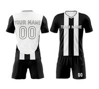 tiansiaben Conjunto de fútbol para hombres, mujeres y niños, diseño de Newcastle City, uniforme de jersey nucarniano para niños, nombre del equipo personalizado, logotipo, ropa deportiva S-5XL, Negro,