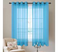 TIANTMIN Cortina Salon Translucida Moderno 250 x 110 cm Translucidas Poliéster Ojales Cortina Poliéster para Ventana Dormitorio, Azul Cielo