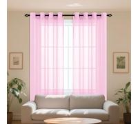 TIANTMIN Cortinas Salon Modernas Translucidas 490 x 225 cm Translucida Cortinas Visillos Decorativos Suaves Translucido Moderno para Habitacion Niños Sala Comedor Baño, Rosa