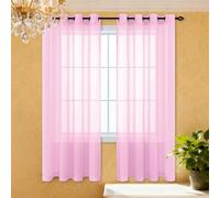 TIANTMIN Cortinas Transparentes con Ojales 280 x 220 cm con Ojales Cortinas Dormitorio Matrimonio Decorativos para Ventana Salon Habitacion Cuarto Dormitorio Comedor Cocina, Rosa