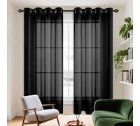 TIANTMIN Cortinas Visillos Translúcidos 320 x 110 cm Translucido Cortinas Dormitorio Moderno para Salon, Exterior Terraza, Negro