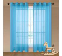 TIANTMIN Cortos Translúcidos Visillo 250 x 240 cm Translucida Cortinas Salon Monocolo para Ventanas Habitacion, Azul Cielo