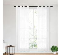 TIANTMIN Translucida Ojales Cortina 365 x 195 cm Translucido Moderno Ventana Visillos Salon Decorativos para Sala Cuarto Dormitorio Comedor Salon Cocina Salón, Blanco