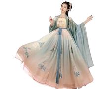 TIANTOO Vestido Hanfu Antiguo De Estilo Chino Tradicional (S-XL), Para Mujer, Con Bordado Exquisito Y Falda Fluida, Para Primavera Y Verano.,L,E
