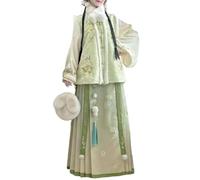 TIANTOO Vestido Hanfu para mujer (2XL-6XL), falda tradicional con cara de caballo (65-115 kg), camiseta interior/chaleco/falda, fácil de poner y quitar.,6XL,Green