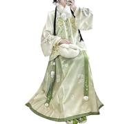 TIANTOO Vestidos Hanfu antiguos (2XL-6XL), falda Hanfu con cara de caballo (65-115 kg), camiseta interior, chaleco y falda, forro polar para mayor calidez.,4XL,Green