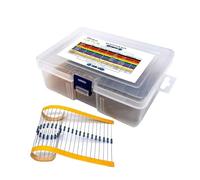 tianwandong Kit de 500 resistencias película metálica (50 valores x 10 unidades = unidades) 1,2 Ω a MΩ, 1/2 W,% tolerancia. Caja surtida. Incluye 0,5, 3, 6,8, 51, kΩ, 47 y 360