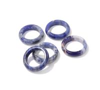 TIANXIAOQWE 5 anillos de piedra natural, cuarzo rosa, lapislázuli, para mujeres y hombres, 16-20mm, Piedra Vidrio Piedra esmaltado cristal, Zirconia cúbica Ágata Obsidiana
