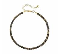 TIANXIAOQWE Cadena de tobillo ajustable con cuentas espaciadoras de estilo bohemio de 4 mm, Piedra Madera, Crystal