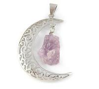 TIANXIAOQWE Colgante de piedra irregular de luna para mujer, collar de piedra negra natural para hombre, Piedra Vidrio Piedra esmaltado cristal, Circonita cúbica Ágata Obsidiana