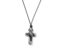 TIANXIAOQWE Collar con colgante de cruz de lapislázuli de Pascua, hilo de cera tejido a mano, accesorio de cadena de suéter, 45cm, Piedra Madera, Cristal