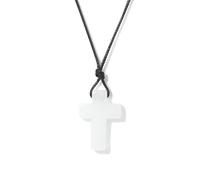 TIANXIAOQWE Collar con colgante de cruz de lapislázuli de Pascua, hilo de cera tejido a mano, accesorio de cadena de suéter, 45cm, Piedra Madera, Cristal