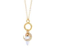 TIANXIAOQWE Collar con colgante de luna para mujer, colgante de piedra, cadena de clavícula francesa, diseño minimalista, 45cm, Piedra Madera, Cristal