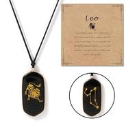 TIANXIAOQWE Collar con colgante de piedra brillante negra para parejas, hecho a mano, 45cm, Piedra Madera, Cristal