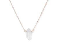 TIANXIAOQWE Collar con colgante de pilar hexagonal de piedra original para mujer minimalista, Piedra, Cuarzo