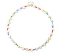 TIANXIAOQWE Collar con cuentas y corazón versátil, Piedra Madera, Cristal