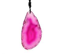 TIANXIAOQWE Collar de cadena de cuerda negra con colgante de ágata de ónix natural e irregular, 60cm, Piedra, Cuarzo
