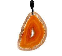 TIANXIAOQWE Collar de cadena de cuerda negra con colgante de ágata de ónix natural e irregular, 60cm, Piedra, Cuarzo