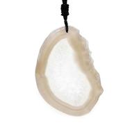 TIANXIAOQWE Collar de cadena de cuerda negra con colgante de ágata de ónix natural e irregular, 60cm, Piedra, Cuarzo