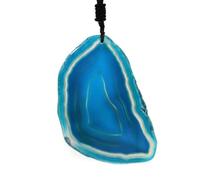 TIANXIAOQWE Collar de cadena de cuerda negra con colgante de ágata de ónix natural e irregular, 60cm, Piedra, Cuarzo