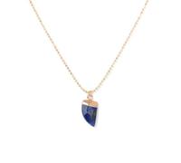 TIANXIAOQWE Collar de cadena europeo y americano, simple y versátil, piedra natural, oro azul, colgante de piedra de estilo francés, Piedra Madera, Cristal
