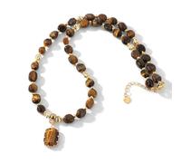TIANXIAOQWE Collar de cuentas de piedra irregular europeo y americano, con colgante de calabaza, 45cm, Piedra Madera, Cristal