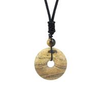 TIANXIAOQWE Collar de cuerda ajustable con colgante de moneda de cuarzo rosa de 7 chakras de 30 mm, Piedra, Cuarzo
