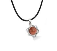 TIANXIAOQWE Collar de cuerda de cuero para mujer, colgante de piedra para hombre y mujer, europeo y americano, 45cm, Piedra Madera, Cristal